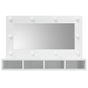 Zrkadlová skrinka s LED lesklá biela 90x31,5x62 cm Obrázok