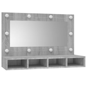 Zrkadlová skrinka s LED sivý dub sonoma 90x31,5x62 cm Foto