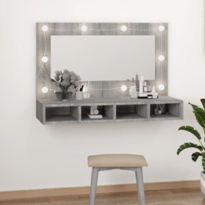 Zrkadlová skrinka s LED sivý dub sonoma 90x31,5x62 cm