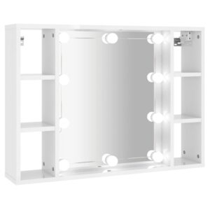 Zrkadlová skrinka s LED vysoký lesk biela 76x15x55 cm Produkt