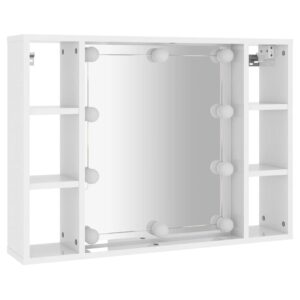 Zrkadlová skrinka s LED vysoký lesk biela 76x15x55 cm Foto