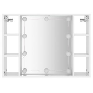 Zrkadlová skrinka s LED vysoký lesk biela 76x15x55 cm - predaj