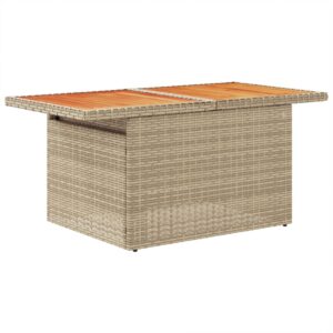 Záhradný stôl béžový 100x55x73 cm polyratan a akáciové drevo Obrázok