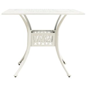 Záhradný stôl biely 90x90x73 cm liaty hliník Produkt