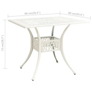 Záhradný stôl biely 90x90x73 cm liaty hliník - eshop