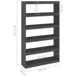 Produkt  Knižnica/deliaca stena sivá 100x30x167,5 cm masívna borovica