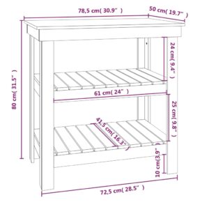 Produkt  Pracovná lavica čierna 78,5x50x80 cm masívna borovica