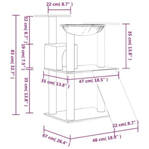 Škrabadlo pre mačky so sisalovými stĺpikmi bledosivé 83 cm - predaj