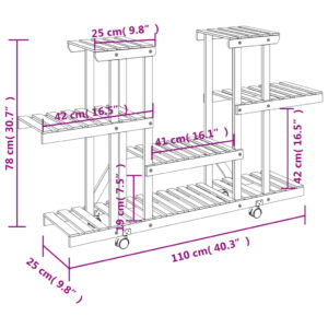 Produkt  Stojan na kvetiny s kolieskami 110x25x78 cm masívna jedľa