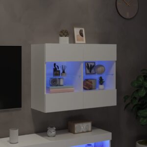 TV nástenná skrinka s LED svetlami biela 78,5x30x60,5 cm Obrázok