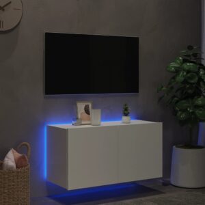 TV nástenná skrinka s LED svetlami biela 80x35x41 cm Obrázok