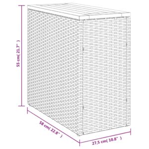 Predaj  Záhrad. príručný stôl drevená doska sivý 58x27,5x55cm polyratan