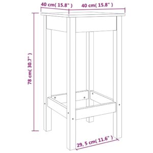 Barové stoličky 2 ks 40x40x78 cm borovicový masív - eshop