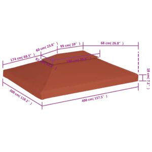 Dvojitá strieška na altánok 310 g/m², 4x3 m, tehlová farba - eshop