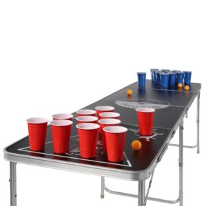 HI Skladací stôl na Beer Pong výškovo nastaviteľný čierny Foto