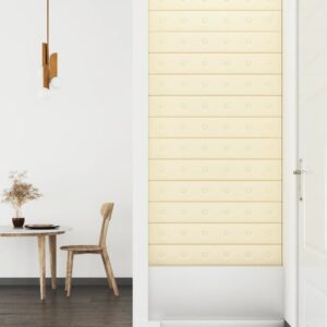 Nástenné panely 12 ks krémové 90x15 cm umelá koža 1,62 m² Obrázok