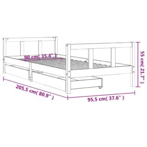 Obrázok  Rám detskej postele so zásuvkami biely 90x200 cm mas. borovica