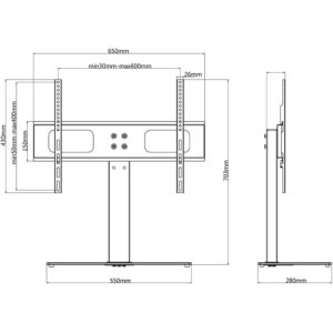 TV držiak so základňou, VESA rozmery 600 x 400 mm - eshop