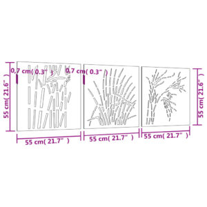 Produkt  Záhradné dekorácie 3 ks 55x55 cm, cortenová oceľ, tráva