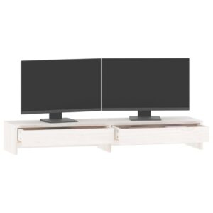 Stojan na monitor biely 100x27x15 cm masívna borovica Obrázok