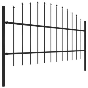 Záhradný plot s hrotmi, oceľ (0,75-1)x1,7 m, čierny Produkt